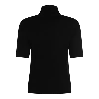 Allude Short-sleeve Turtleneck Sweater In Black