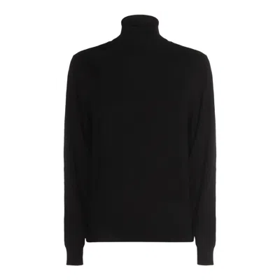 Malo Ribbed Turtleneck Crewneck Knitwear In Black