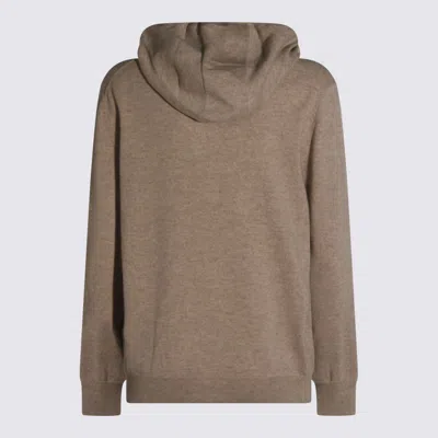 Malo Hooded Crewneck With Ribbed Cuffs In Brown