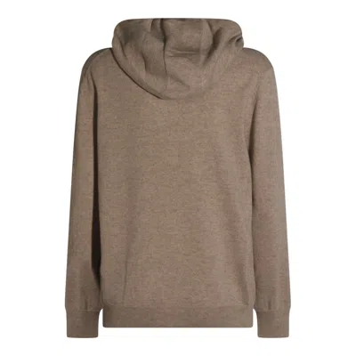 Malo Hooded Crewneck With Ribbed Cuffs In Brown