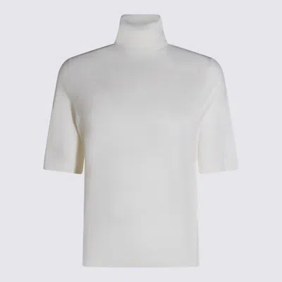 Allude Turtleneck Short-sleeve Sweater In White