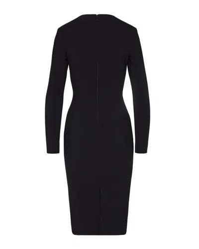 Elisabetta Franchi Light Crepe Dress With Black Jewel Chain In Black