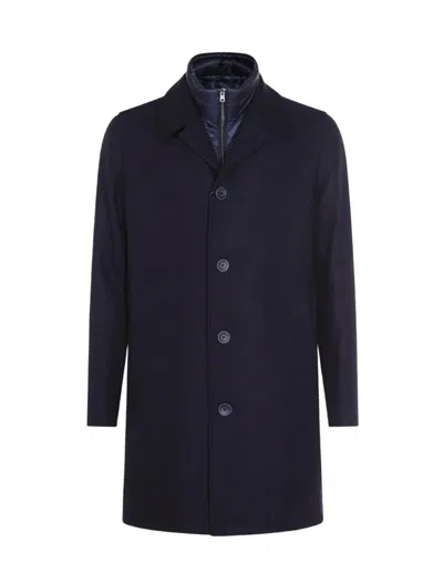 Herno Lapel Side Pockets Long Sleeves Coat In Blue