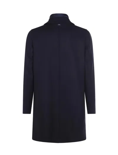 Herno Lapel Side Pockets Long Sleeves Coat In Blue