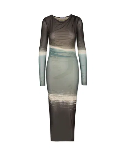 Patrizia Pepe Multicolor Degradé Midi Dress In Multi