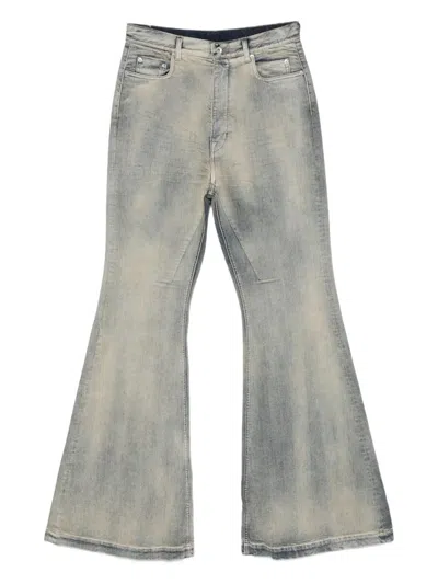 Rick Owens Drkshdw Bolan Flared Jeans With A Faded Effect In Black
