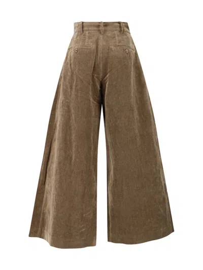 Uma Wang High-waisted Wide-leg Trousers With Button Closure In Brown