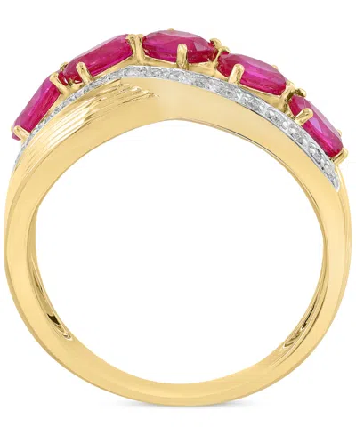 Effy Collection Effy Ruby (2-3/8 Ct. T.w.) & Diamond (1/6 Ct. T.w.) Statement Ring In 14k Yellow Gold In Red