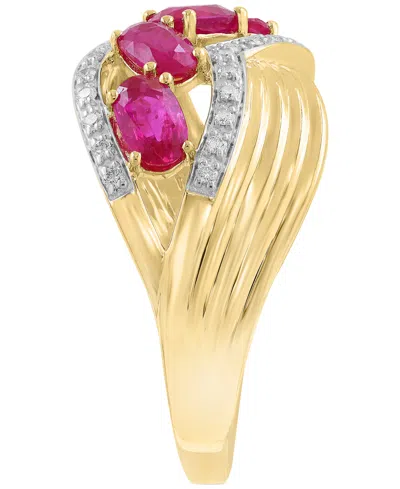 Effy Collection Effy Ruby (2-3/8 Ct. T.w.) & Diamond (1/6 Ct. T.w.) Statement Ring In 14k Yellow Gold In Red