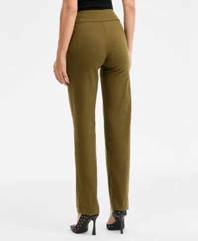 Inc International Concepts Women's Tummy-control Pull-on Straight-leg Pants, Created For Macy's In Green