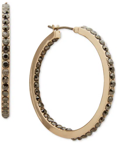 Karl Lagerfeld Medium Pave Hoop Earrings, 1.37" In Gold