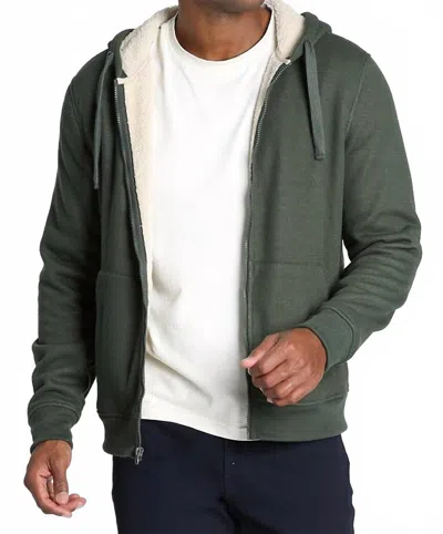 Jachs New York Sherpa Lined Waffle Hoodie In Forest Green In Green