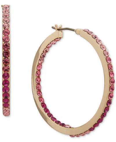 Karl Lagerfeld Medium Pave Hoop Earrings, 1.37" In Gold