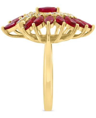 Effy Collection Effy Ruby (2-3/8 Ct. T.w.) & Diamond (1/6 Ct. T.w.) Statement Ring In 14k Yellow Gold In Red