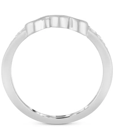 Macy's White Topaz 1/4 Ct. T.w. Double-heart Promise Ring In Sterling Silver In Metallic