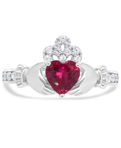 Macy's Lab-created Emerald 3/4 Ct. T.w. And Lab-created White Sapphire 1/3 Ct. T.w. "i Love You" Inscriptio In Silver