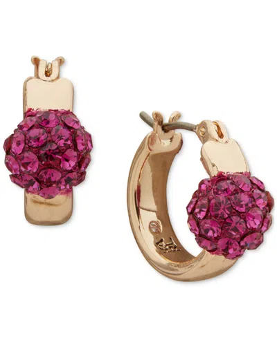 Karl Lagerfeld Small Pave Fireball Hoop Earrings, 0.68" In Gold