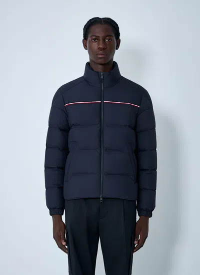 Moncler Puffer Jacket With High Collar And Quilted Design In Blue