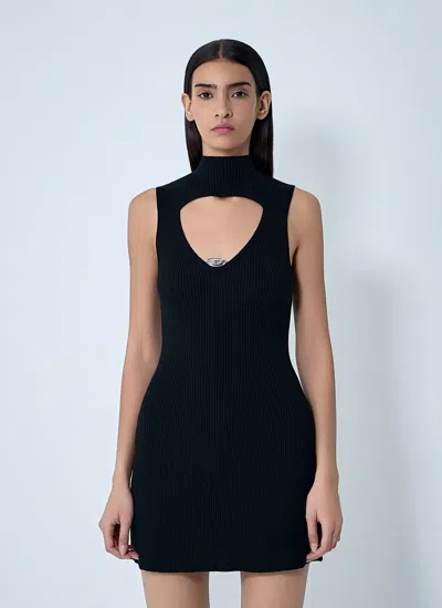 Diesel Mini Wool Dress With Inlay In Blue