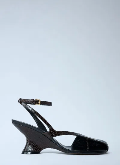 Dries Van Noten Sculptural High Heel Pumps With Ankle Strap In Brown