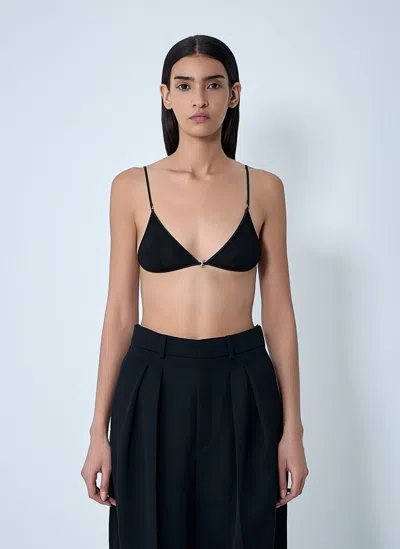 Saint Laurent Black Stretch Viscose Triangle Bra In Black