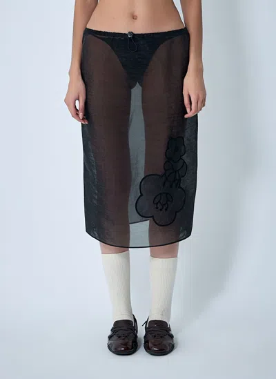 Cecilie Bahnsen Bambi Floral-embroidered Midi Skirt In Black