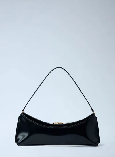 Jacquemus Le Calisso Black Shoulder Bag With Engraved Snap Button In Leather In Black