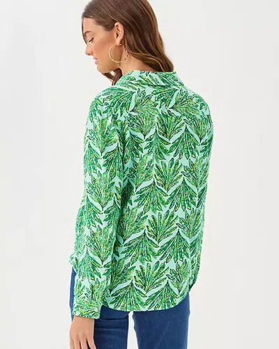Lilly Pulitzer Sea View Button Down Shirt In Kitts Green Shady Babe In Green