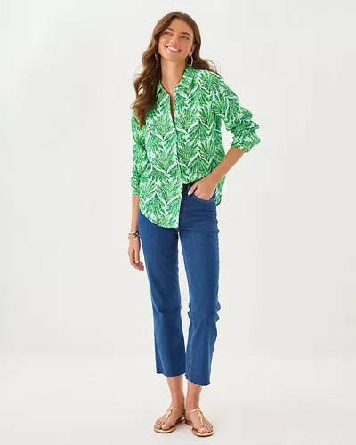 Lilly Pulitzer Sea View Button Down Shirt In Kitts Green Shady Babe In Green