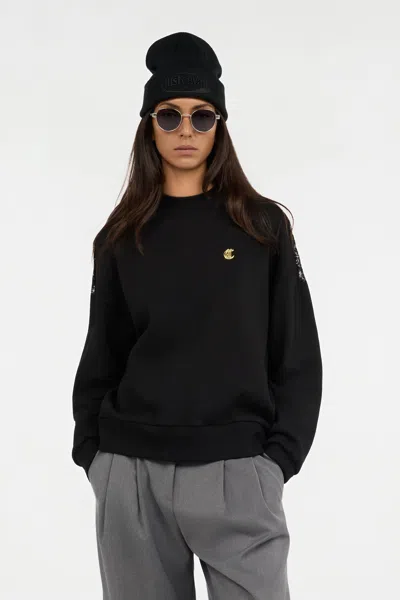 Roberto Cavalli Black Sweatshirt With Sequined Back In Black