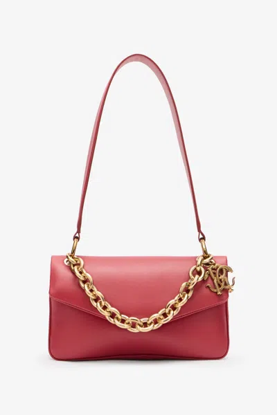 Roberto Cavalli Shoulder Bag With Chain And Charm In Red