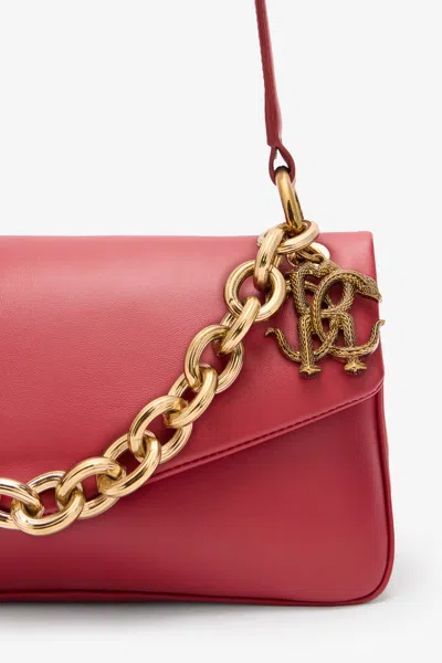Roberto Cavalli Shoulder Bag With Chain And Charm In Red
