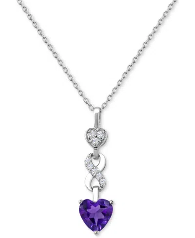 Macy's Lab-created Ruby 1-1/3 Ct. T.w. Lab-created White Sapphire 1/6 Ct. T.w. Heart Infinity Pendant In St In Silver
