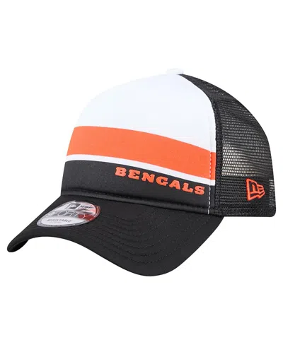New Era Big Boys And Girls Black Cincinnati Bengals Sport Night Color Block 9forty A-frame Trucker Adjustabl In Black