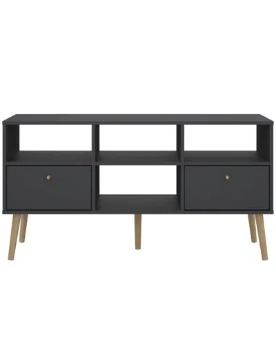 Tvilum 23.94" Wood 2 Drawer And 4 Shelf Tv Stand In Gray