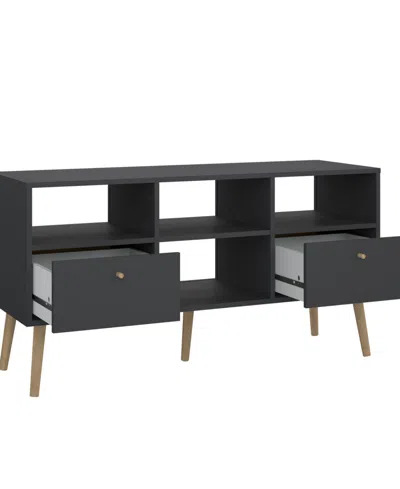 Tvilum 23.94" Wood 2 Drawer And 4 Shelf Tv Stand In Gray