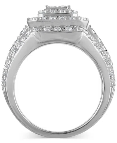 Macy's Diamond Princess Quad Halo Cluster Engagement Ring (2-1/4 Ct. T.w.) In 14k White Gold In Silver
