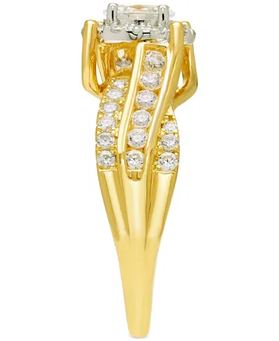 Macy's Diamond Oval Halo Multi-row Engagement Ring (1 Ct. T.w.) In 14k Two-tone Gold In Gold