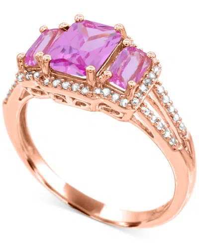 Macy's Lab Grown Sapphire (1-1/3 Ct. T.w) And Lab Grown White Sapphire (1/8 Ct. T.w) Ring In Sterling Silve In Gold