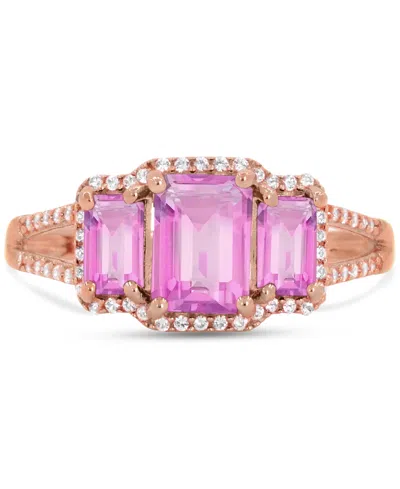 Macy's Lab Grown Sapphire (1-1/3 Ct. T.w) And Lab Grown White Sapphire (1/8 Ct. T.w) Ring In Sterling Silve In Gold