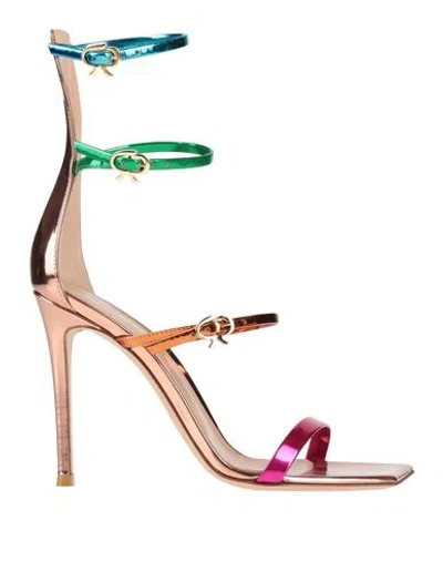 Gianvito Rossi Woman Sandals Fuchsia Size 7.5 Leather In Pink