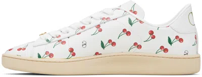 Valentino Garavani Royco Sneaker In Nappa Calfskin With Cherryfic Pattern In White
