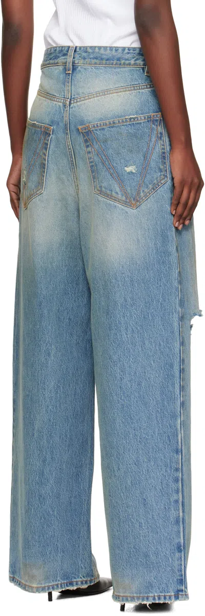 Vetements Blue Distressed Baggy Jeans In Blue