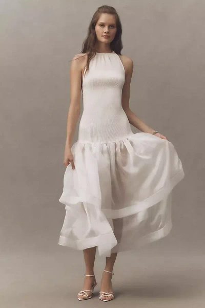 L'idée Carrie Halter Drop-waist Tiered Maxi Dress In White