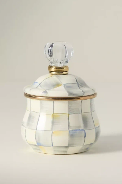 Mackenzie-childs Mackenzie Childs Sterling Check Lidded Sugar Bowl In White
