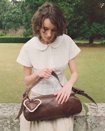 My Mum Made It Curved Collar Cap Sleeve Shirt In White