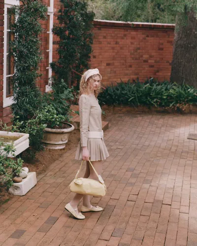 My Mum Made It Dropwaist Pleat Dress In Brown