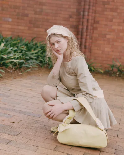 My Mum Made It Dropwaist Pleat Dress In Brown