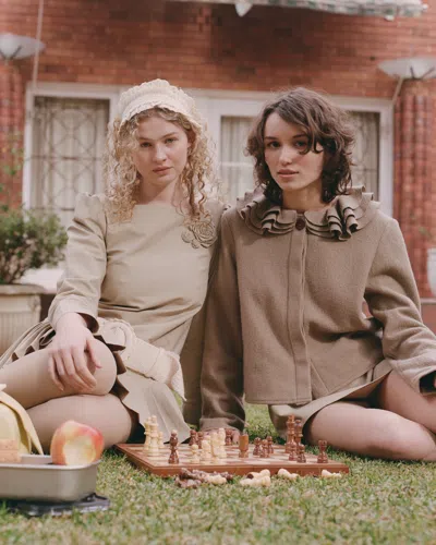 My Mum Made It Dropwaist Pleat Dress In Brown