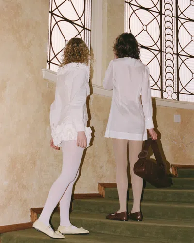 My Mum Made It Ruffle Placket Mini Dress In White